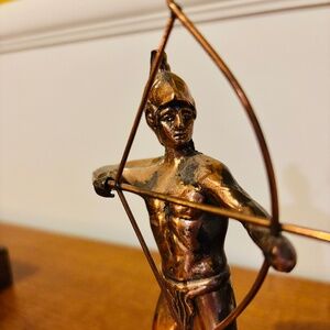 Vintage antique Bronze and marble archer statue from Greece